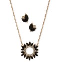 Gold-Tone Jet Crystal Cluster Pendant Necklace & Drop Earrings Set