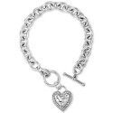 Silver-Tone Pavé Logo Heart Link Bracelet