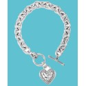 Silver-Tone Pavé Logo Heart Link Bracelet