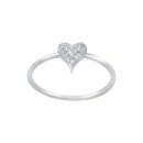 Cubic Zirconia (0.19 ct. t. w.) Pave Heart Ring in Sterling Silver