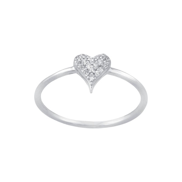 Cubic Zirconia (0.19 ct. t. w.) Pave Heart Ring in Sterling Silver
