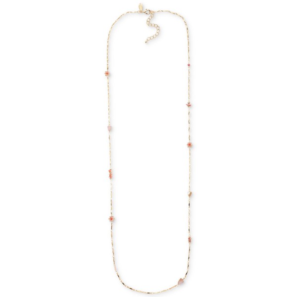 Mixed Bead Flower Long Station Necklace, 42