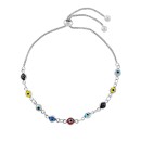 Multi color Glass Guardian Eye Adjustable Bracelet in Gold or Silver Plated