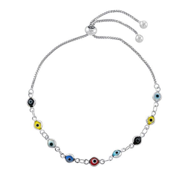 Multi color Glass Guardian Eye Adjustable Bracelet in Gold or Silver Plated