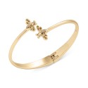 Gold-Tone Beaded Bee Charm Hinge Cuff Bracelet