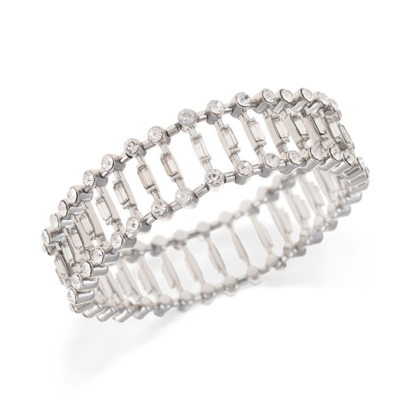 Silver-Tone Mixed Crystal Stretch Bracelet