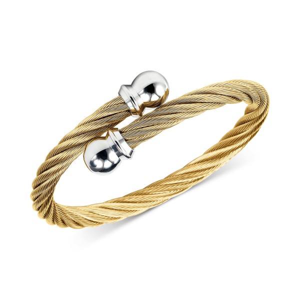 Unisex Celtic Twisted Cable Bracelet in Gold-Plated Stainless Steel