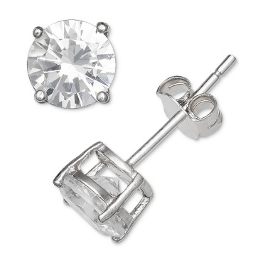 2-Pc. Set Cubic Zirconia Round Pendant Necklace and Stud Earring Set in 18k Gold-Plated Sterling Silver, 18k Rose Gold-Plated