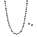 Gray Cultured Freshwater Pearl (6mm) Necklace and Matching Stud (7-1/2mm) Earrings Set in Sterling Silver