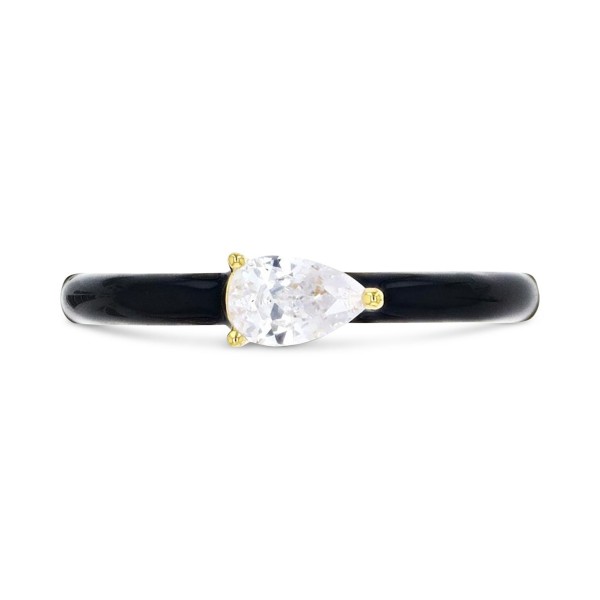 Cubic Zirconia & Enamel Ring in 14k Gold-Plated Sterling Silver