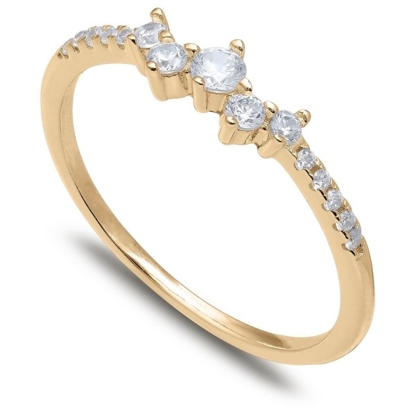 Cubic Zirconia Scattered Band in 18k Gold-Plated Sterling Silver