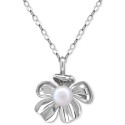 Cultured Freshwater Pearl (5mm) Flower Pendant Necklace, 16