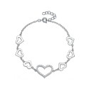 Cubic Zirconia Heart Halo Charm Kids/Teens Bracelet in Sterling Silver