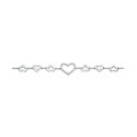 Cubic Zirconia Heart Halo Charm Kids/Teens Bracelet in Sterling Silver