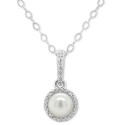 Cultured Freshwater Pearl & Diamond Accent 18