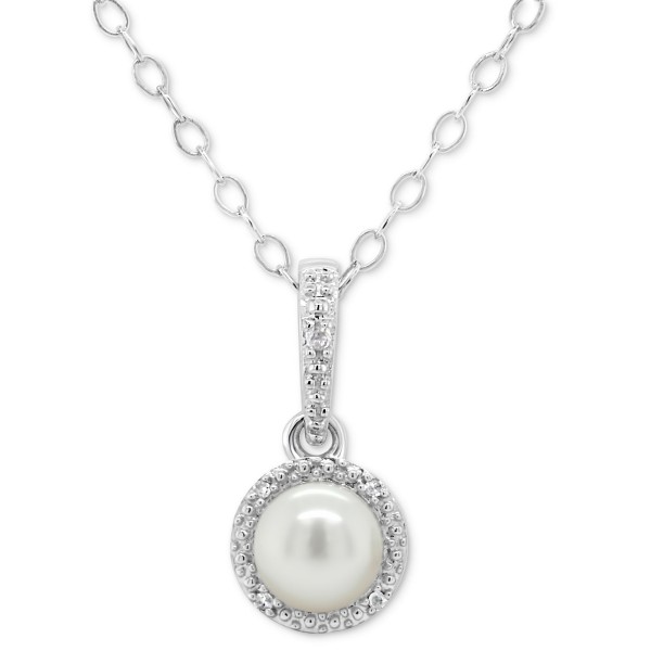 Cultured Freshwater Pearl & Diamond Accent 18