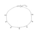 Cubic Zirconia Pavé 7 Mini Disc Drops Ankle Bracelet in Sterling Silver or 18K Gold-Plated Sterling Silver