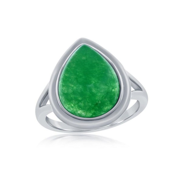 Sterling Silver, 10x14mm Pear-Shaped Jade Ring