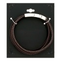 Brown Leather and Stainless Steel Triple Wrap Bracelet, 8.5