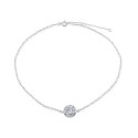 Cubic Zirconia Round Bezel Stone Ankle Bracelet in Sterling Silver or 18K Gold-Plated Sterling Silver