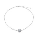 Cubic Zirconia Round Bezel Stone Ankle Bracelet in Sterling Silver or 18K Gold-Plated Sterling Silver