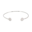 Rhodium-Plated Pavé Circle Cuff Bracelet