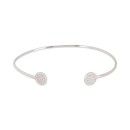 Rhodium-Plated Pavé Circle Cuff Bracelet