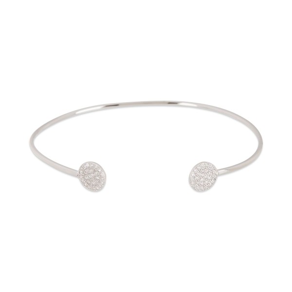 Rhodium-Plated Pavé Circle Cuff Bracelet