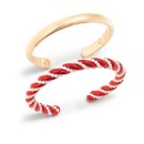 Two-Tone 2-Pc. Set Imitation Pearl Swirl Cuff Bracelets