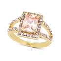 Gold-Tone Pavé & Color Square Crystal Split Ring