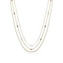 14K Gold Flash Plated Multi Color Cubic Zirconia 3-Piece Layered Chain Necklace Set with Extender
