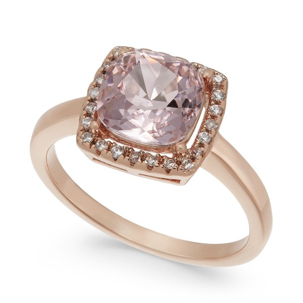 Pavé & Crystal Stone Square Halo 18K Rose Gold Plate