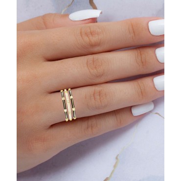 3-Pc. Set Cubic Zirconia & Enamel Stack Rings