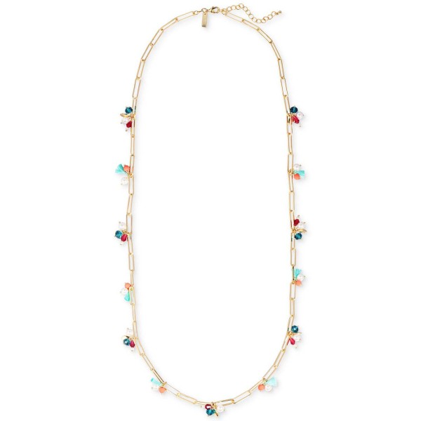 Gold-Tone Shaky Bead & Tassel Long Strand Necklace, 40