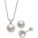 2-Pc. Set White Cultured Freshwater Pearl Pendant Necklace (9mm) & Stud Earrings (8mm)