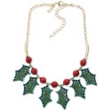 Gold-Tone Mixed Stone Holly Frontal Necklace, 18