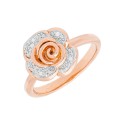 Diamond Accent Flower Ring in 14K Rose Gold Plated