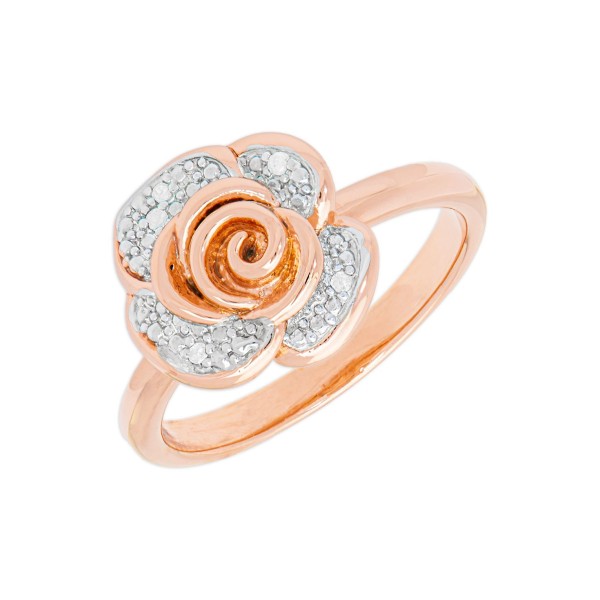 Diamond Accent Flower Ring in 14K Rose Gold Plated