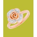 Diamond Accent Flower Ring in 14K Rose Gold Plated