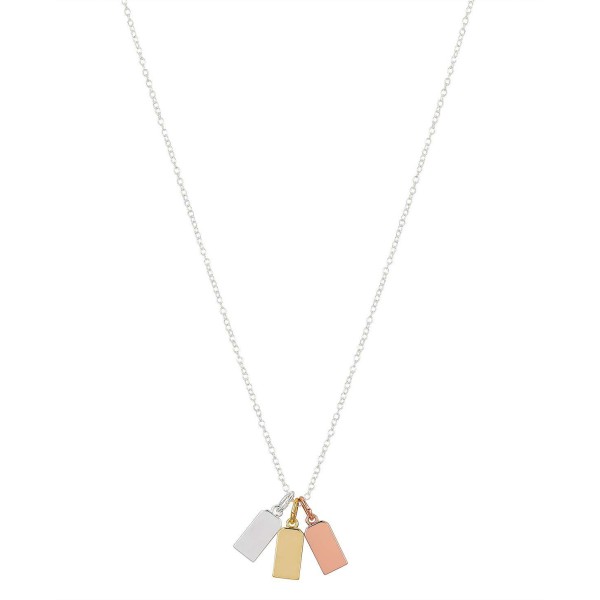 Tri-Tone Charm Pendant Necklace