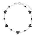 Black Spinel Heart Chain Bracelet (1 ct. t.w.) in Sterling Silver