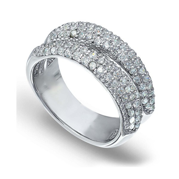 Pavé Cubic Zirconia Band Ring in Silver Plate