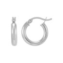 Polished Tube Hoop Earrings, 15mm