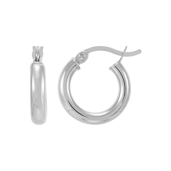 Polished Tube Hoop Earrings, 15mm