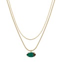 Green Glass Marquise Layered Necklace Set