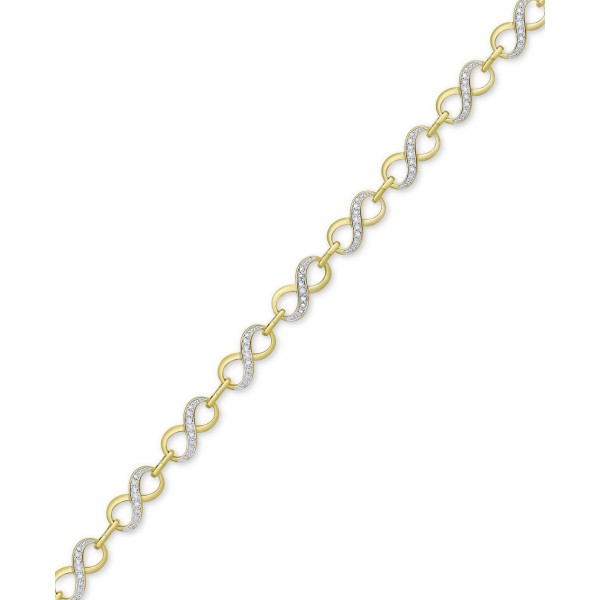 Diamond Accent Infinity Link Bracelet in 18k Gold over Silver-Plate