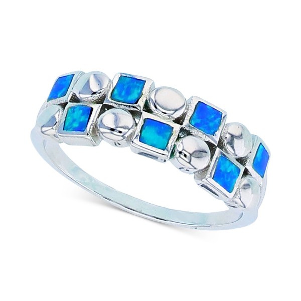 Blue Opal Inlay Ring in Sterling Silver