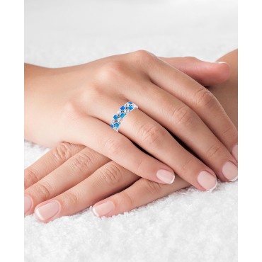 Blue Opal Inlay Ring in Sterling Silver