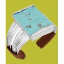 Silver-Tone Turquoise-Look Suede-Wrapped Cuff Bracelet