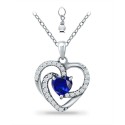 Simulated Blue Sapphire and Cubic Zirconia Heart Pendant